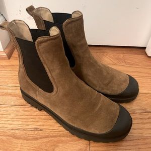 Veronica Beard Osana RubberTipped Suede Bootie TAN WATER REPELLENT 8